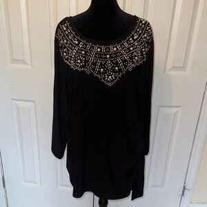 Roz & Ali Black Embellished Blouse